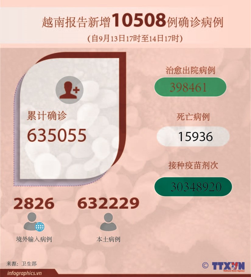 图表新闻：越南报告新增10508例确诊病例